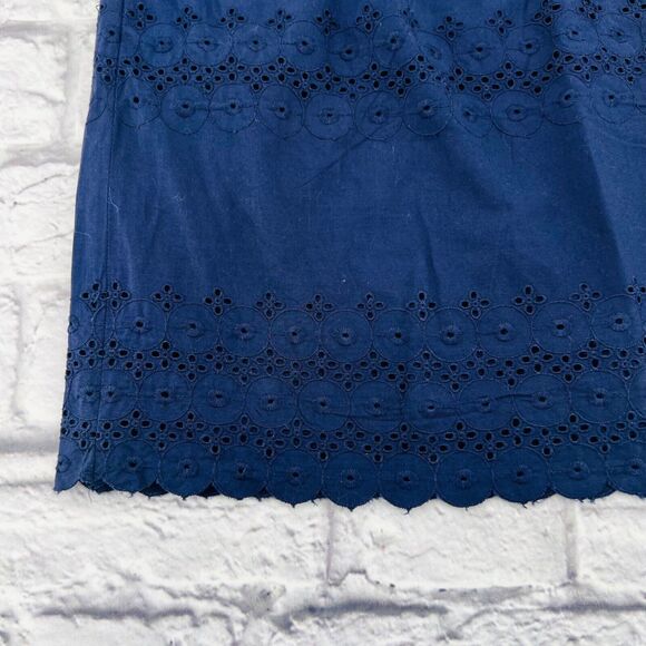 NOT FOR SALE     Ann Taylor Loft Eyelet Mini Full Skirt Size 6 Petite Dark Blue - Picture 3 of 9